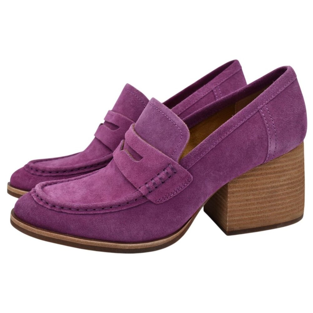 Kork-Ease Womens Size 11 Modeste Purple Suede‎ Block Heel Pump Loafers Shoes